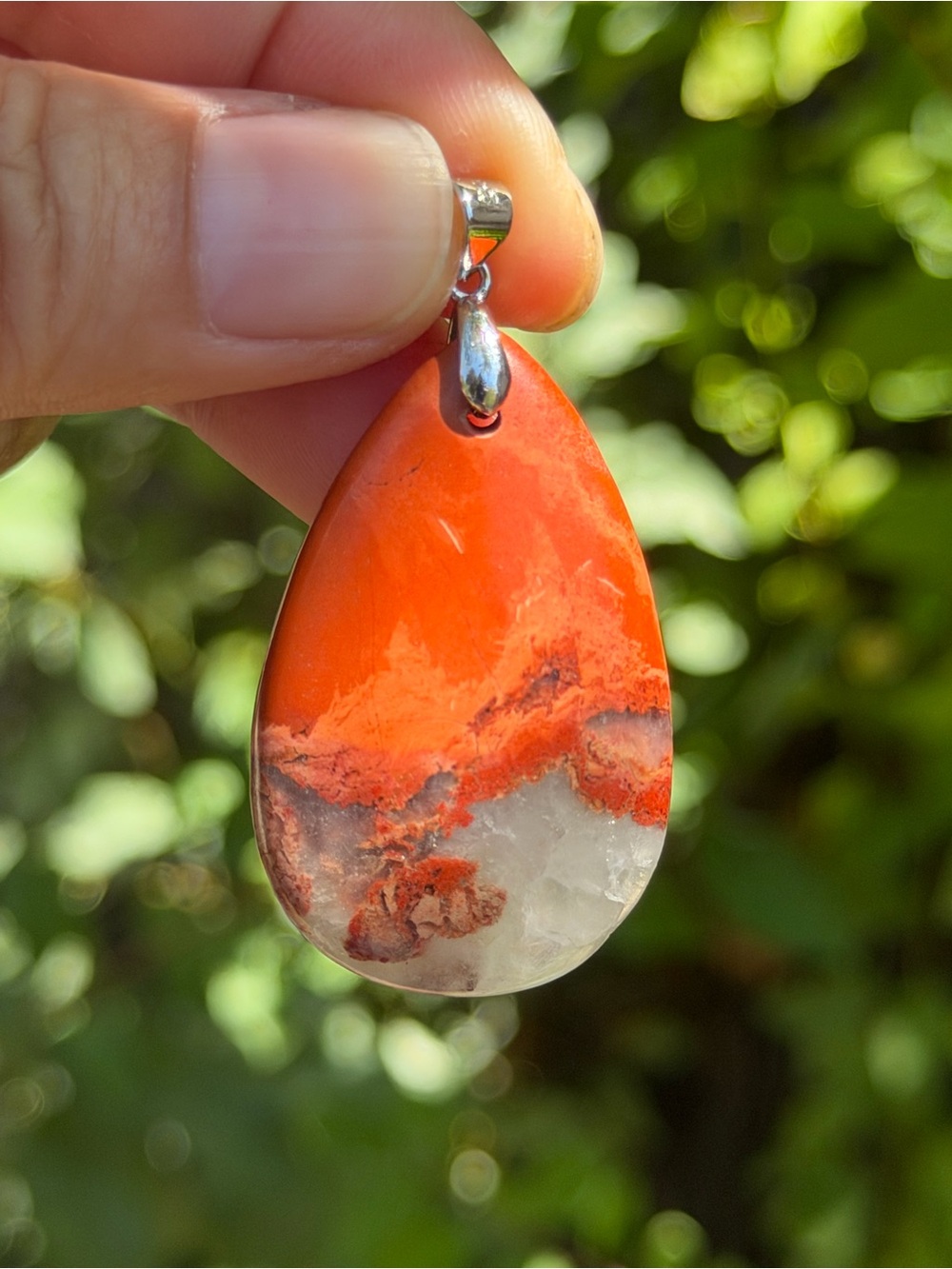 925‎ silver plated druzy teardrop red jasper pendant 2000 - Picture 5 of 7